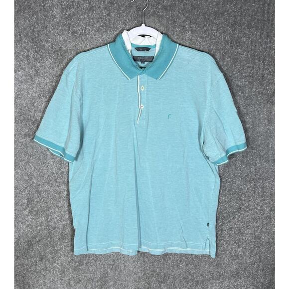 Fernando Pena Platinum Polo Shirt Mens Size Large Turquoise Knit Short Sleeve‎ - Picture 1 of 7